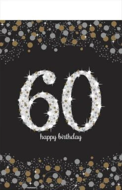 AMS Sparkling Celebration Happy Birthday 60 Tablecover 54 Inch X 102 Inch 1ct