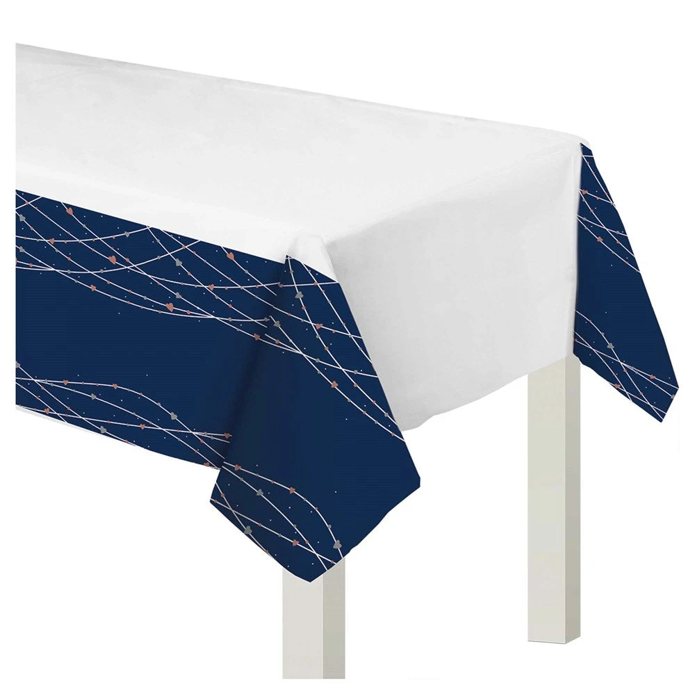 AMS Navy Bride Plastic Table Cover 54 Inch X 102 Inch 1ct 1 AMS Navy Bride Plastic Table Cover 54 Inch X 102 Inch 1ct