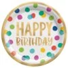 AMS Happy Dots Birthday Round Foil Plate 10.5 Inch 8ct -Toy World 592522