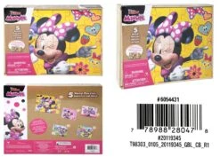 Minnie 5 Pack Wood Puzzle In Wood Storage Box