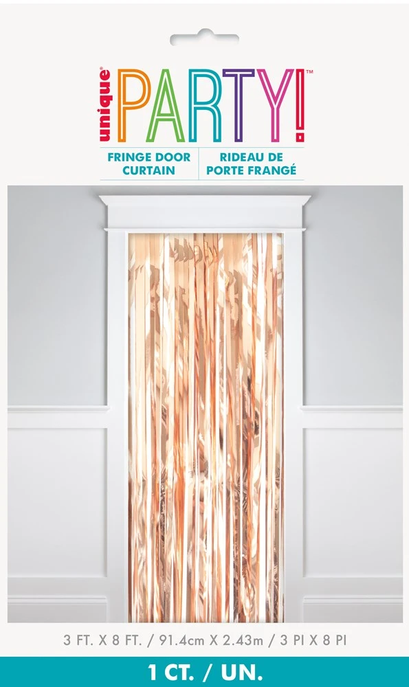 Rose Gold Fringe Door Curtain 3x8 1 Rose Gold Fringe Door Curtain 3x8