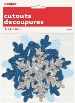 Snowflakes Asst Mini Glitter Cutout 6ct