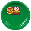 AMS Round Plastic Plates Festive Green 10.25 Inch 50ct -Toy World 630732.03