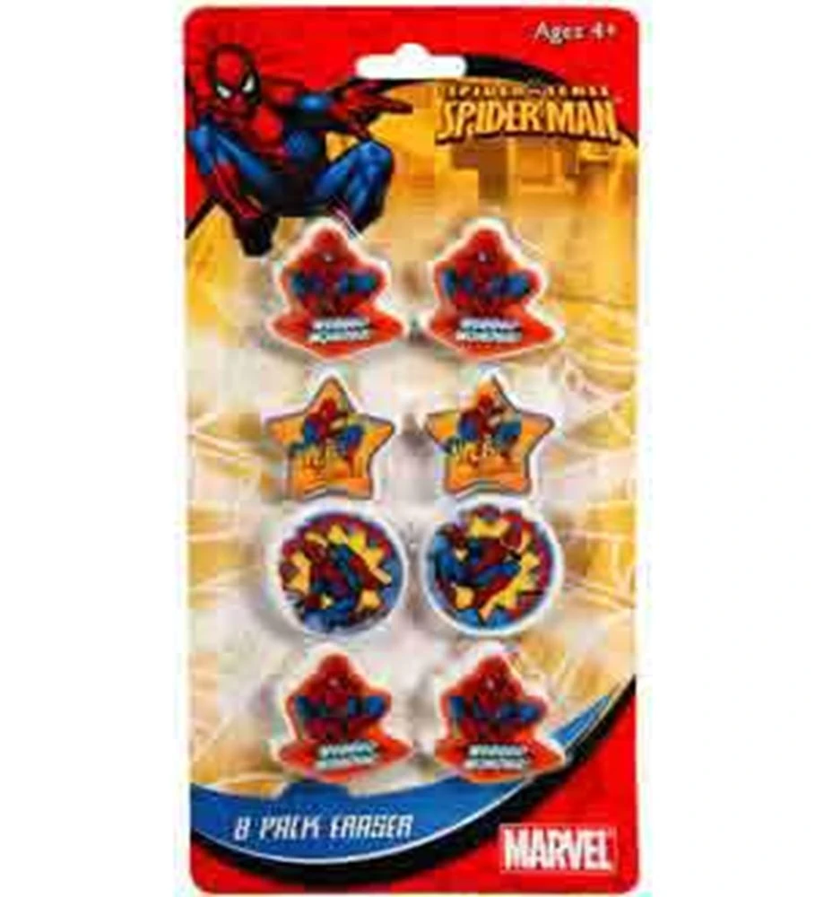 Spiderman Shaped Erasers 8ct 1 Spiderman Shaped Erasers 8ct