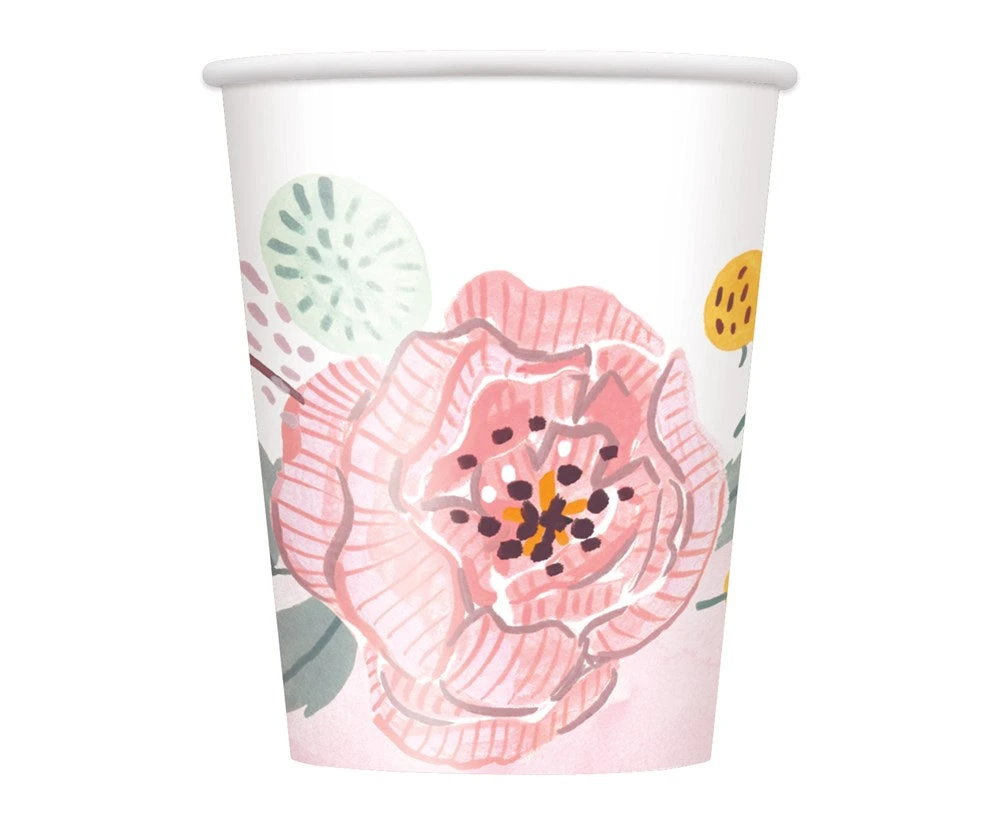 Painted Floral Cup 9oz 8ct 1 Painted Floral Cup 9oz 8ct