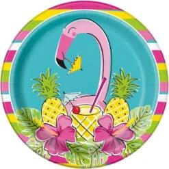 Summer Pineaple Flamingo Plate Lunch 8ct