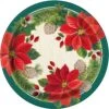Red And Green Poinsettia Christmas Round 9" Dinner Plates, 8ct -Toy World 72925