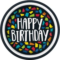 Clrfl Msc Birthday Plate (S) 8ct