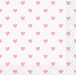 Baby Shower Heart Pink Small Napkin 16ct