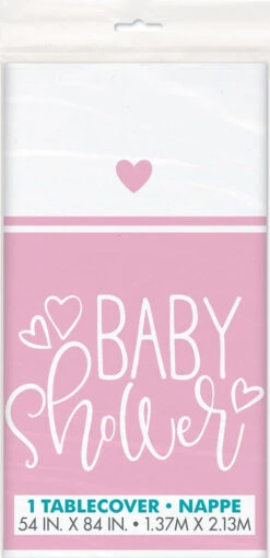 Baby Shower Heart Pink Tablecover 54x84