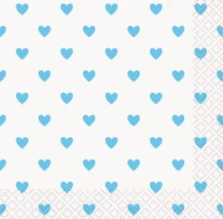 Blue Hearts Baby Shower Beverage Napkins, 16ct