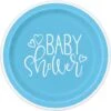Blue Hearts Baby Shower Round 7" Dessert Plates, 8ct -Toy World 73384