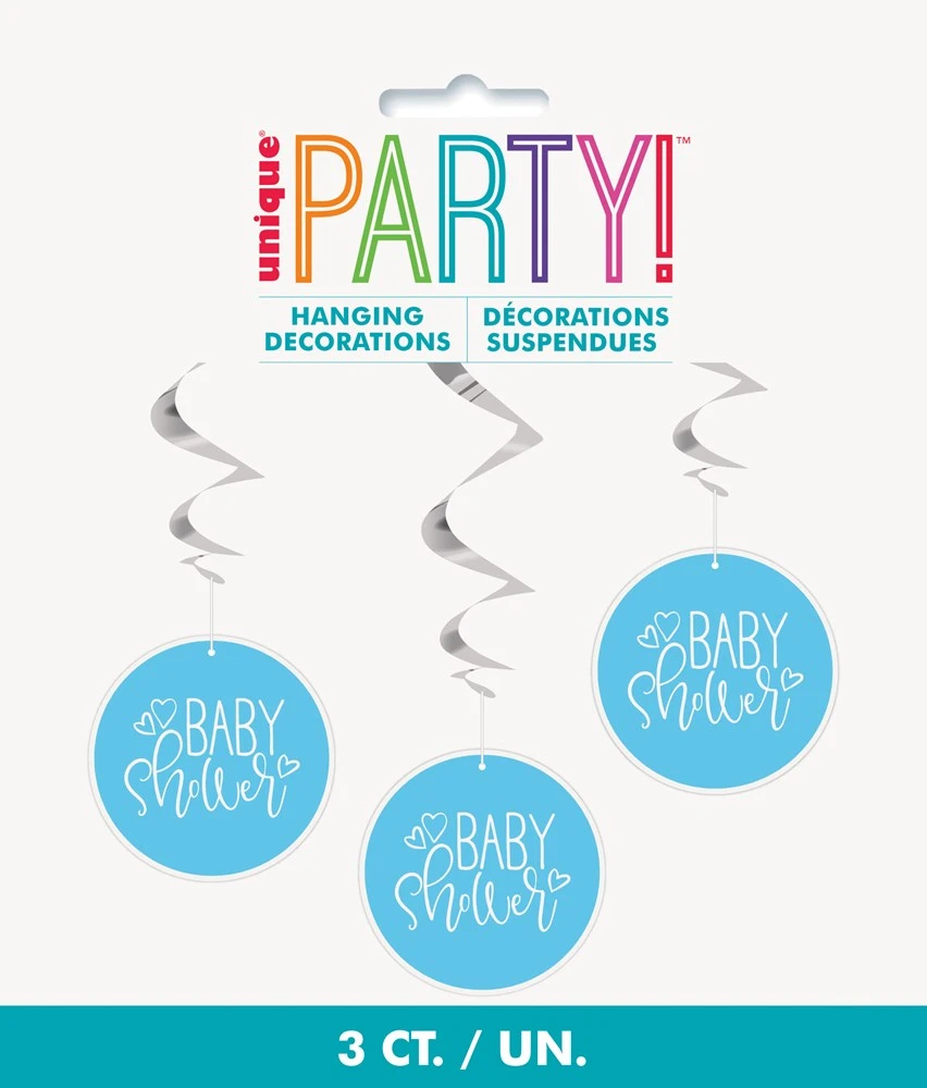 Baby Shower Heart Blue Hanging Swirl 26 Inch 3ct 1 Baby Shower Heart Blue Hanging Swirl 26 Inch 3ct