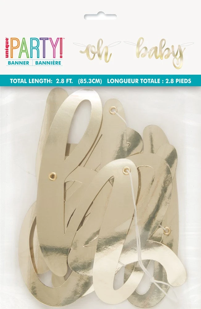 Oh Baby Gold Baby Shower Foil Banner 2.8ft 1 Oh Baby Gold Baby Shower Foil Banner 2.8ft
