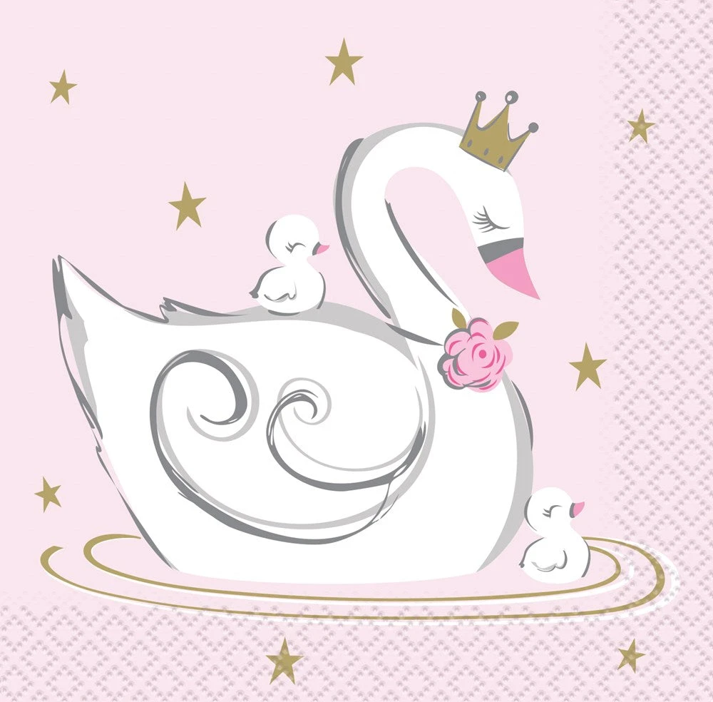 Swan Birthday Beverage Napkin 16ct 1 Swan Birthday Beverage Napkin 16ct