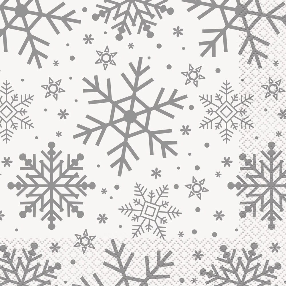 Christmas Silver Gold Snowflake Lunch Napkin 16ct 1 Christmas Silver Gold Snowflake Lunch Napkin 16ct