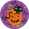 Cat And Pumpkin Halloween 9in Plate 8ct -Toy World 78005U