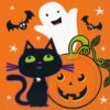 Cat And Pumpkin Halloween Purple Lunch Napkin 16ct 3 Cat And Pumpkin Halloween Purple Lunch Napkin 16ct -Toy World 78008