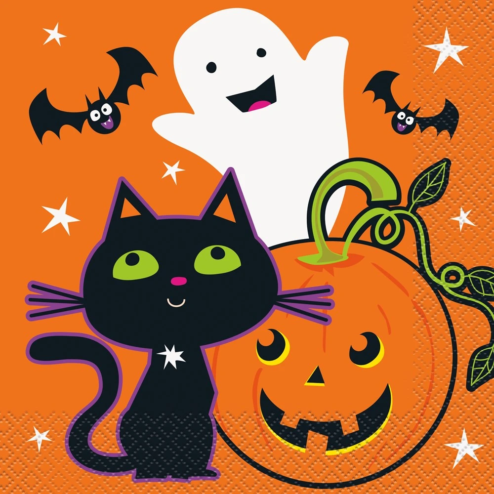 Cat And Pumpkin Halloween Purple Lunch Napkin 16ct 1 Cat And Pumpkin Halloween Purple Lunch Napkin 16ct