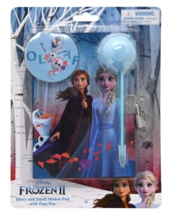 Frozen 2 Diary And Small Sticker Pad With Pom Pen