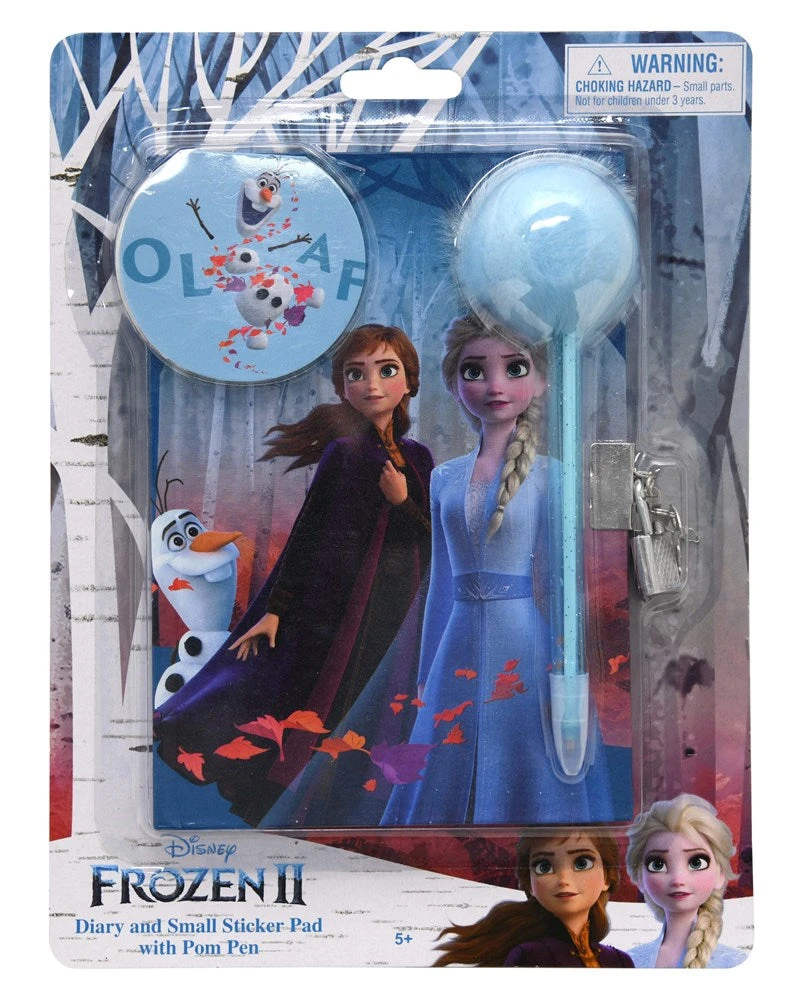Frozen 2 Diary And Small Sticker Pad With Pom Pen 1 Frozen 2 Diary And Small Sticker Pad With Pom Pen