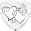 Qualatex Entwined Hearts Silver 36in Foil Balloon -Toy World 89152