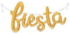 Betallic Fiesta Script Gold 29 Inch Air Filled Foil Shape Packed W/straw 1ct