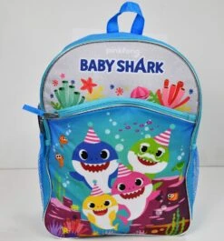 Baby Shark 16in Plain Front 1 Pocket Backpack