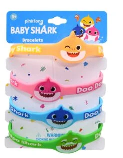 Baby Shark 4Pk Rubber Bracelet On Card 3.5x.50x4.75