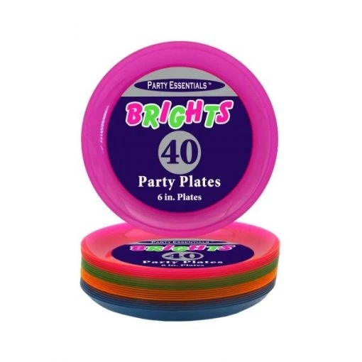Neon Plate Asst 6in 40ct 1 Neon Plate Asst 6in 40ct