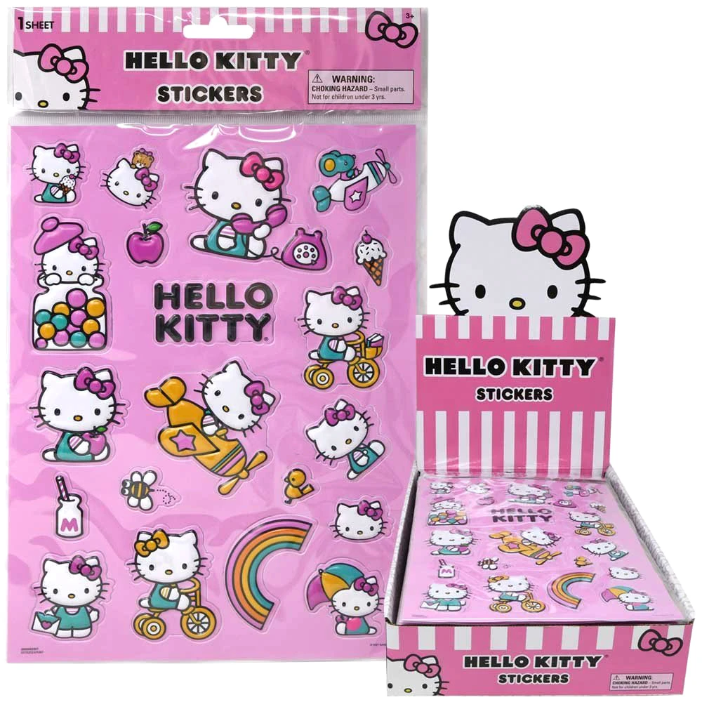 Hello Kitty Raised Sticker Sheet In Display 1 Hello Kitty Raised Sticker Sheet In Display