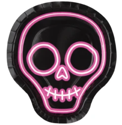 8 Neon Lght Halloween Skltn Shape Plate