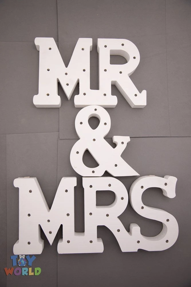 Wood Mr And Mrs Sign With Light 5.9in 1 Wood Mr And Mrs Sign With Light 5.9in