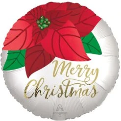 Anagram Christmas Poinsettia 18in Satin Foil Balloon