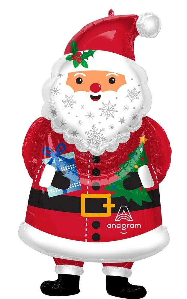 Anagram Christmas Snowy Santa 34in Foil Balloon FLAT 1 Anagram Christmas Snowy Santa 34in Foil Balloon FLAT