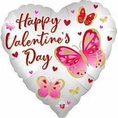 Anagram Valentine's Day Satin Butterflies 17in Foil Balloon FLAT