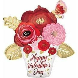 Anagram Valentine's Day Satin Painted Flowers 37in Foil Balloon FLAT 1 Anagram Valentine's Day Satin Painted Flowers 37in Foil Balloon FLAT