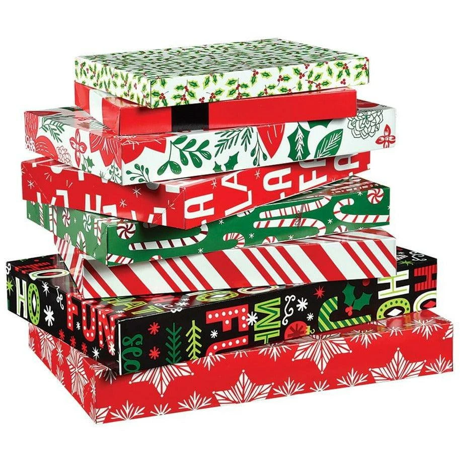AMS Christmas Fun Printed Gift Boxes 8ct 1 AMS Christmas Fun Printed Gift Boxes 8ct