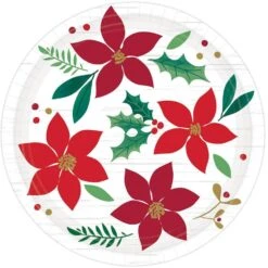 AMS Christmas Wishes Round Plates 7 Inch 8ct