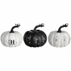 Classic Black & White Pumpkins - Set Of 3