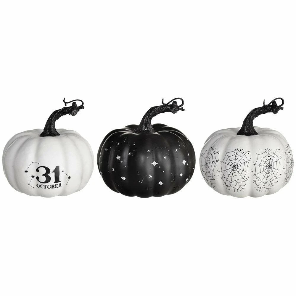 Classic Black & White Pumpkins - Set Of 3 1 Classic Black & White Pumpkins - Set Of 3