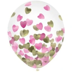 AMS Latex Balloons With Heart Confetti 12 Inch 6ct