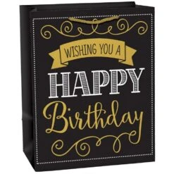 AMS Elegant Black Birthday Medium Gift Bag