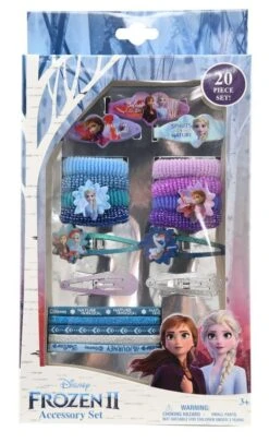 Frozen 2- 20Pc Accessory Set- 4 Snap Clips 3 Barrettes 8 Terries 5 Elastics 5.5x1x10.2