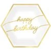 AMS Golden Age Happy Birthday Metallic Hexagon Plate 9inch 8ct 3 AMS Golden Age Happy Birthday Metallic Hexagon Plate 9inch 8ct -Toy World golden age birthday metallic hexagon 9in plate 8ct toy world inc