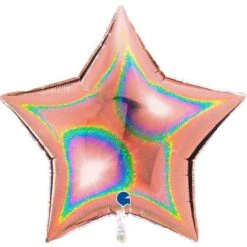 Grabo Rose Gold Glitter Holographic Star 36in Foil Balloon