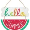 AMS Hello Summer Metal Hanging Sign