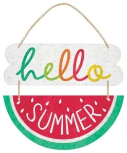 AMS Hello Summer Metal Hanging Sign