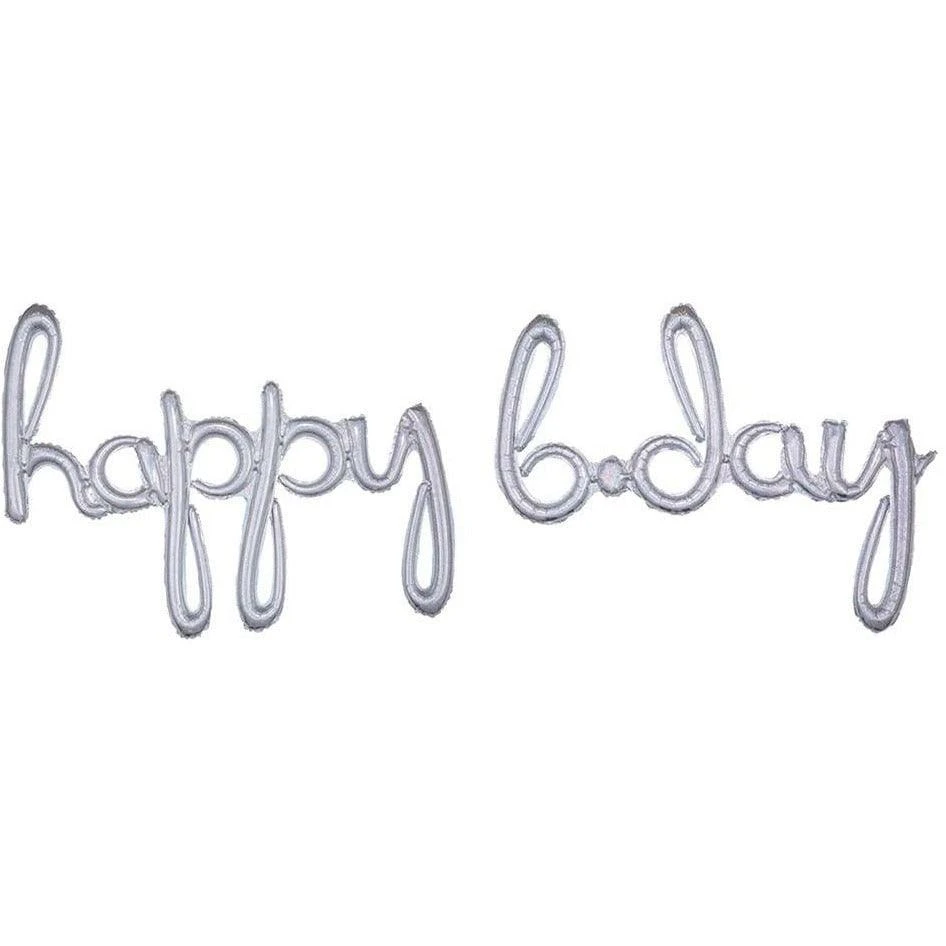 AMS Holographic Happy Birthday Script Balloon 1ct 1 AMS Holographic Happy Birthday Script Balloon 1ct