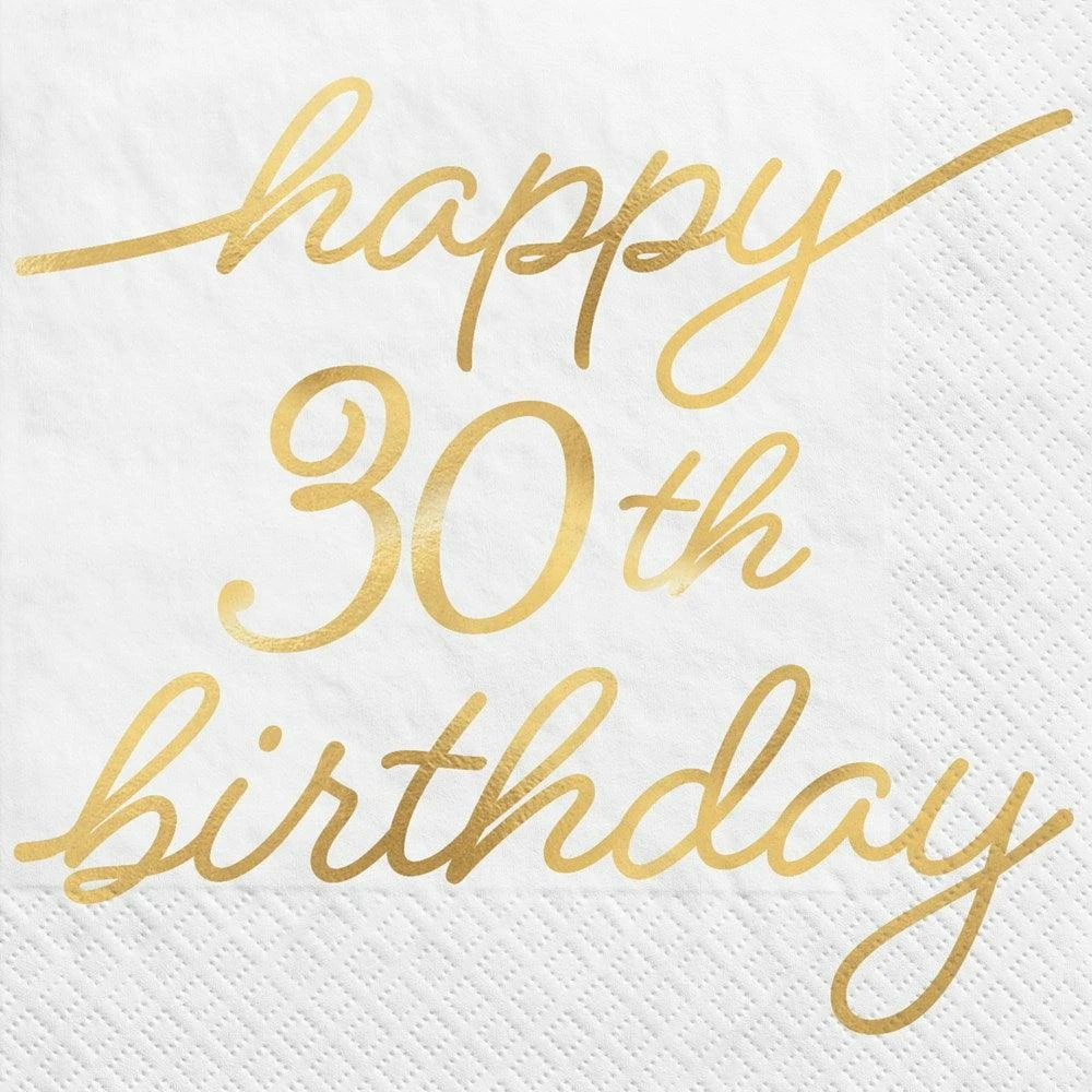 AMS Golden Age Birthday 30th Beverage Napkins 16ct 1 AMS Golden Age Birthday 30th Beverage Napkins 16ct